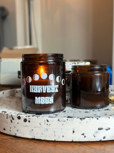 harvest moon | sweet orange, patchouli , bergamot + amber | soy candle